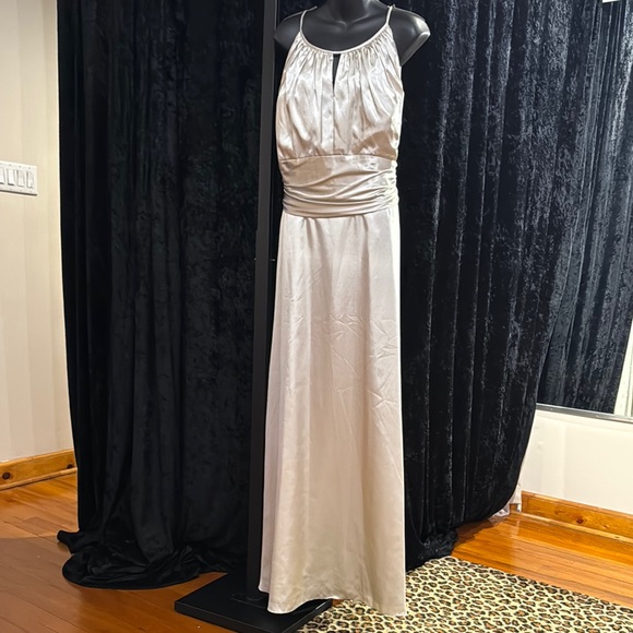 Oyster Ruched Halter Gown Belsoie Style no. L1064 - Picture 2 of 6